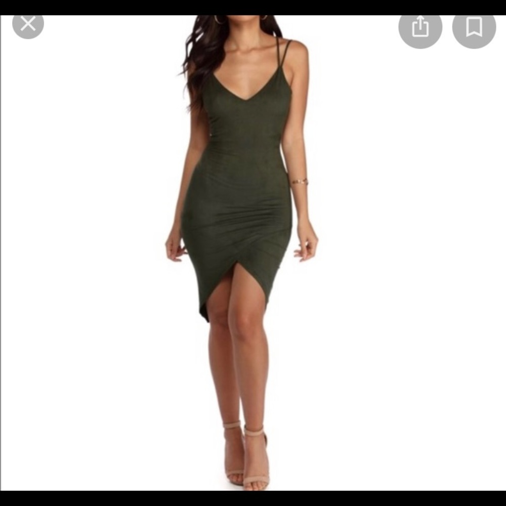 Windsor green suede midi dress